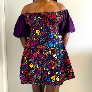 KENORIA African Print Baby doll off shoulder mini dress